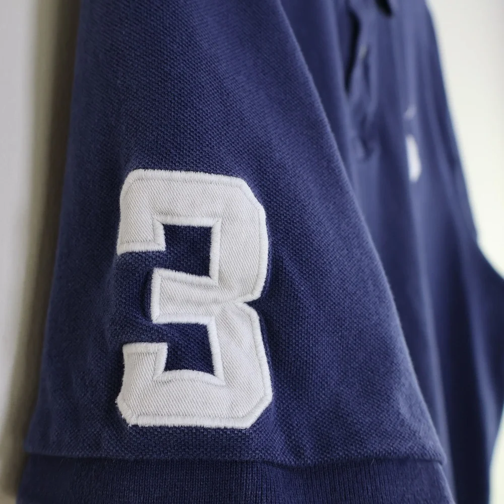 Polo Ralph Lauren Big Pony Custom Slim Fit Polo XL Navy Blue Cotton Mesh 3 Patch
